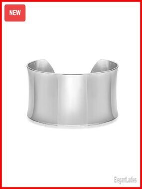 Wide Open Cuff Bangle Bracelet Stainless Steel 7 Inch Women's